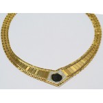 STUNNING "CLEOPATRA" STYLE 14kt GOLD & DIAMOND NECKLACE with ROMAN BRONZE COIN